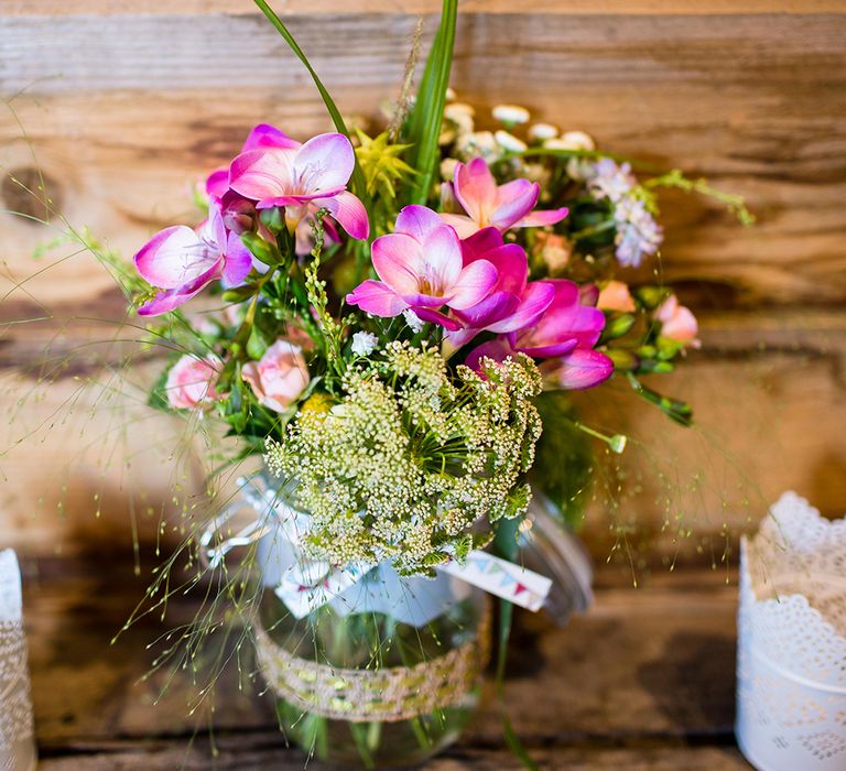 Wild Flower Jam Jars For A Wedding