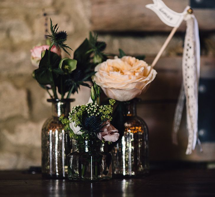 Mercury Glass Votives & Flower Stems Wedding Decor