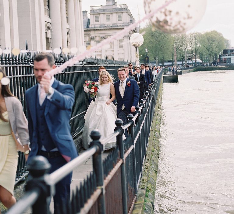 Bride in Sassi Holford Gown | Groom in Neal & Palmer Navy Suit | Classic Wedding at Trafalgar Tavern, Greenwich, London | Ann-Kathrin Koch Photography