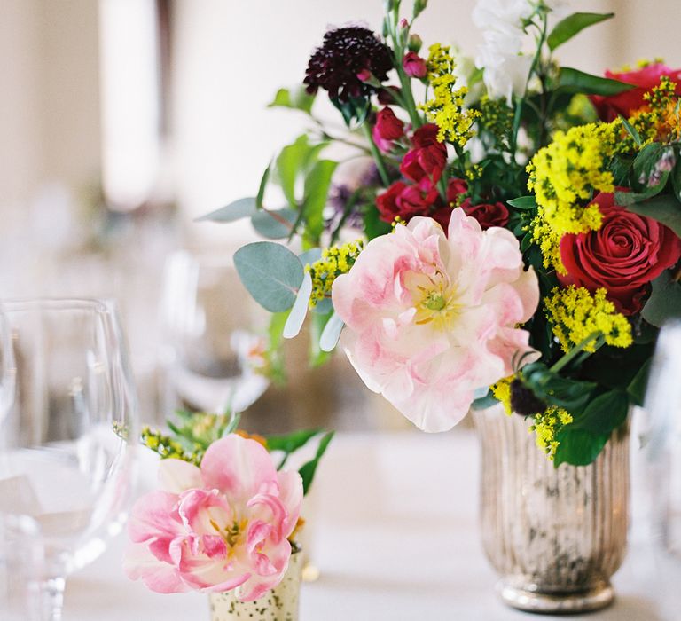 Flower Stems in Mercury Glass Votives | Classic Wedding at Trafalgar Tavern, Greenwich, London | Ann-Kathrin Koch Photography