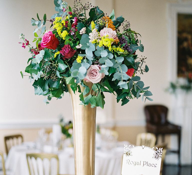 Tall Floral Centrepieces | Classic Wedding at Trafalgar Tavern, Greenwich, London | Ann-Kathrin Koch Photography