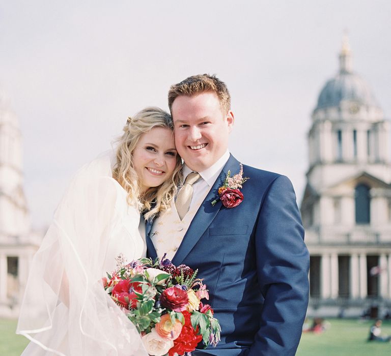 Bride in Sassi Holford Gown | Groom in Neal & Palmer Navy Suit | Classic Wedding at Trafalgar Tavern, Greenwich, London | Ann-Kathrin Koch Photography