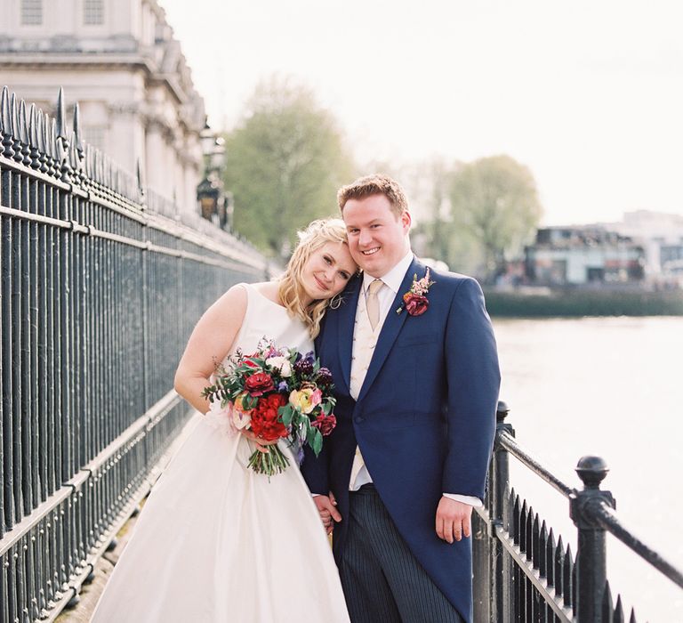 Bride in Sassi Holford Gown | Groom in Neal & Palmer Navy Suit | Classic Wedding at Trafalgar Tavern, Greenwich, London | Ann-Kathrin Koch Photography