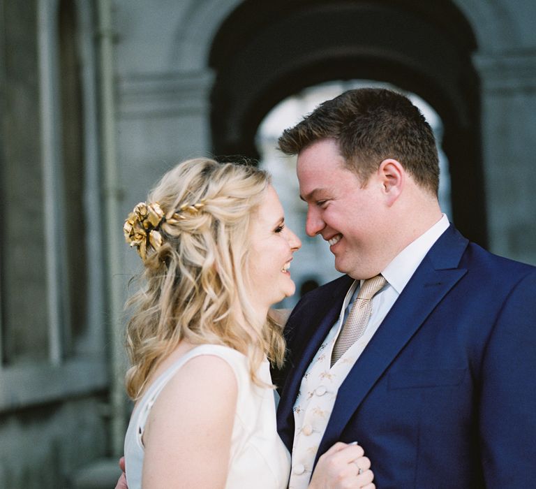 Bride in Sassi Holford Gown | Groom in Neal & Palmer Navy Suit | Classic Wedding at Trafalgar Tavern, Greenwich, London | Ann-Kathrin Koch Photography