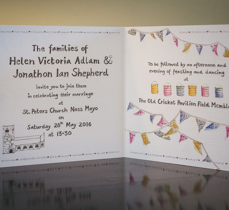 Colourful Bunting Wedding Stationery