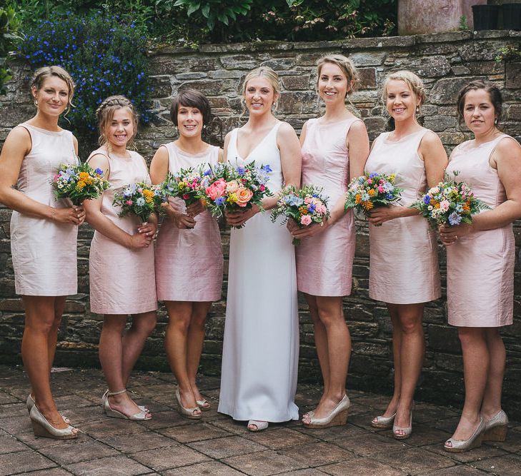 Bride & Bridesmaids in Pink Bespoke Dresses