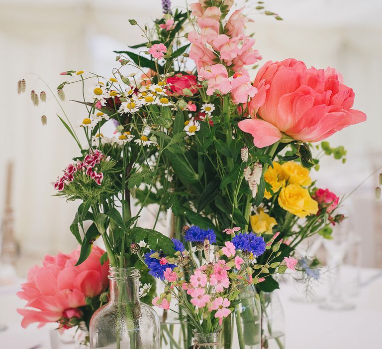 Bright Wild Flower Centrepieces