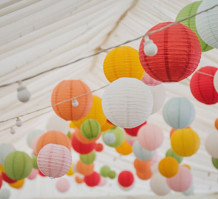 Brightly Coloured Hanging Paper Lanterns