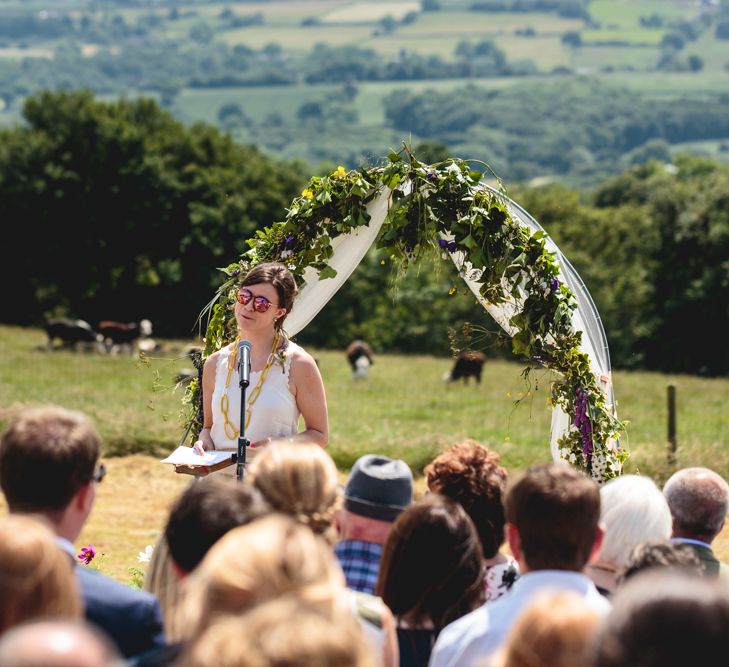 DIY Festival Wedding In Sheffield With Bride In Bespoke Blush Skirt & Sequinned Top With Garden Games & Images From Kate Jackson Photography