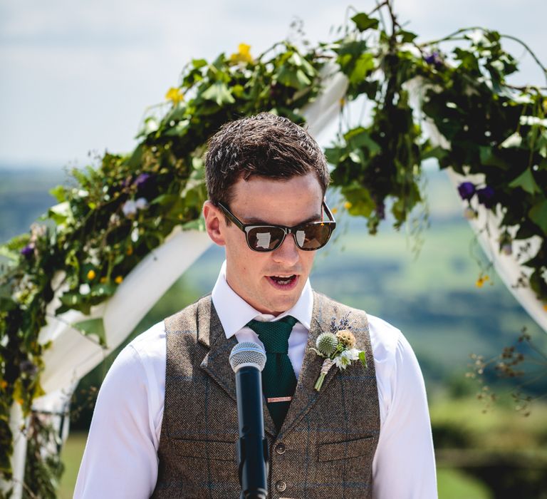 DIY Festival Wedding In Sheffield With Bride In Bespoke Blush Skirt & Sequinned Top With Garden Games & Images From Kate Jackson Photography