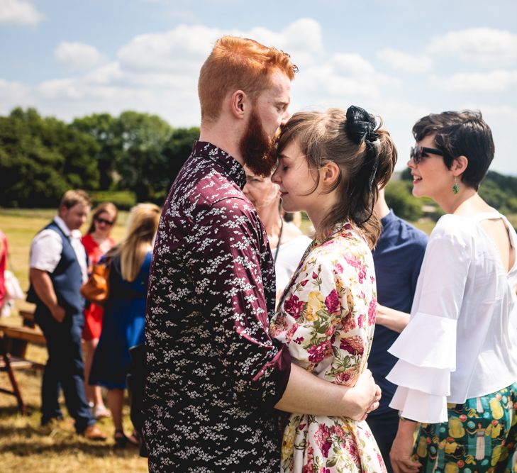 DIY Festival Wedding In Sheffield With Bride In Bespoke Blush Skirt & Sequinned Top With Garden Games & Images From Kate Jackson Photography