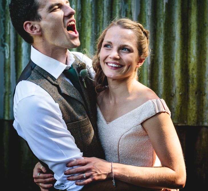 DIY Festival Wedding In Sheffield With Bride In Bespoke Blush Skirt & Sequinned Top With Garden Games & Images From Kate Jackson Photography