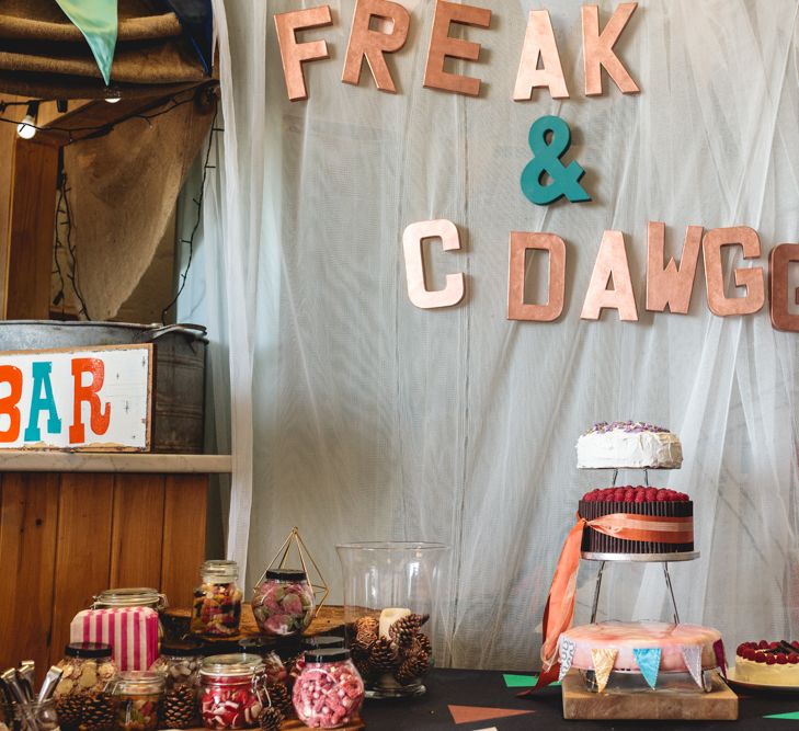 DIY Festival Wedding In Sheffield With Bride In Bespoke Blush Skirt & Sequinned Top With Garden Games & Images From Kate Jackson Photography