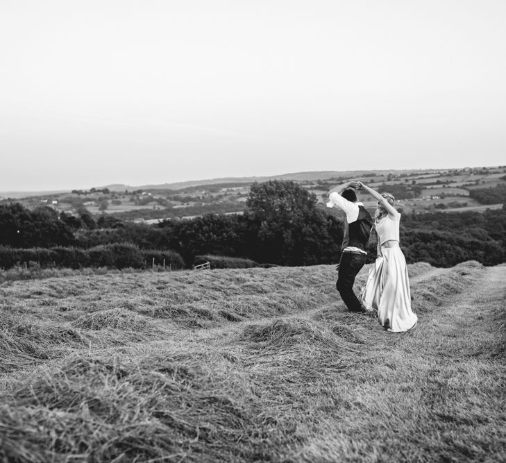 DIY Festival Wedding In Sheffield With Bride In Bespoke Blush Skirt & Sequinned Top With Garden Games & Images From Kate Jackson Photography