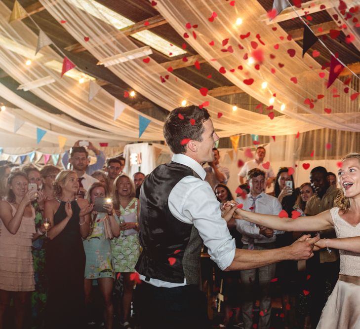 DIY Festival Wedding In Sheffield With Bride In Bespoke Blush Skirt & Sequinned Top With Garden Games & Images From Kate Jackson Photography