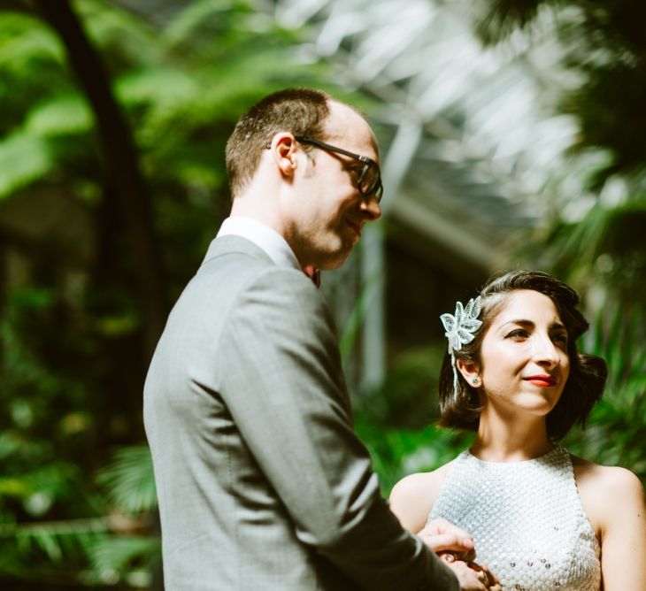 Bride & Groom Wedding Ceremony at the Barbican Conservatory London