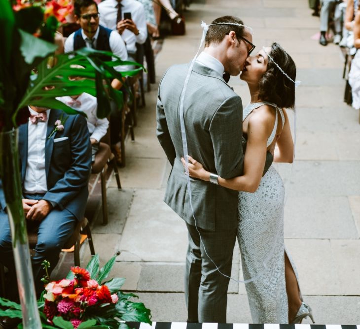 Bride & Groom Wedding Ceremony at the Barbican Conservatory London