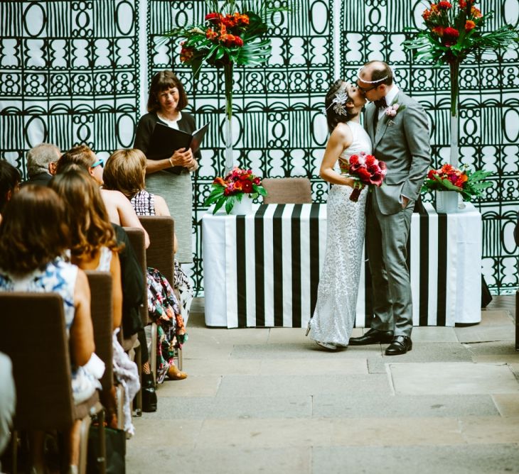 Bride & Groom Wedding Ceremony at the Barbican Conservatory London