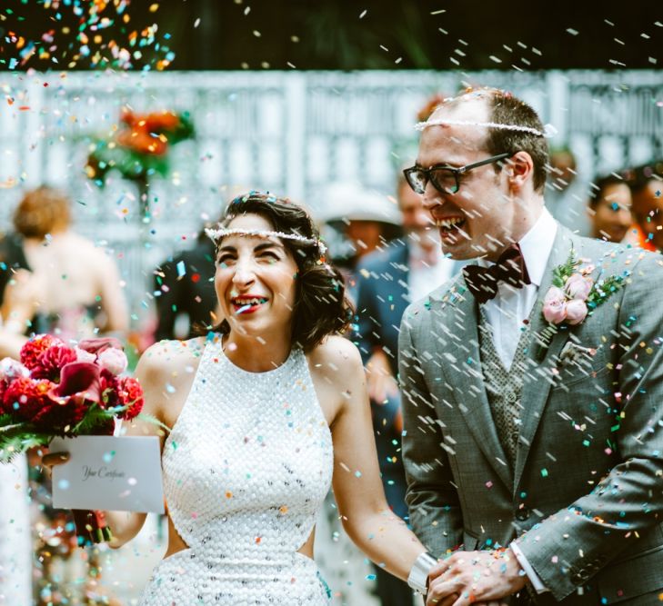 Bride & Groom Wedding Ceremony at the Barbican Conservatory London