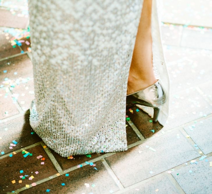 Metallic Silver Clarks Wedding Shoes