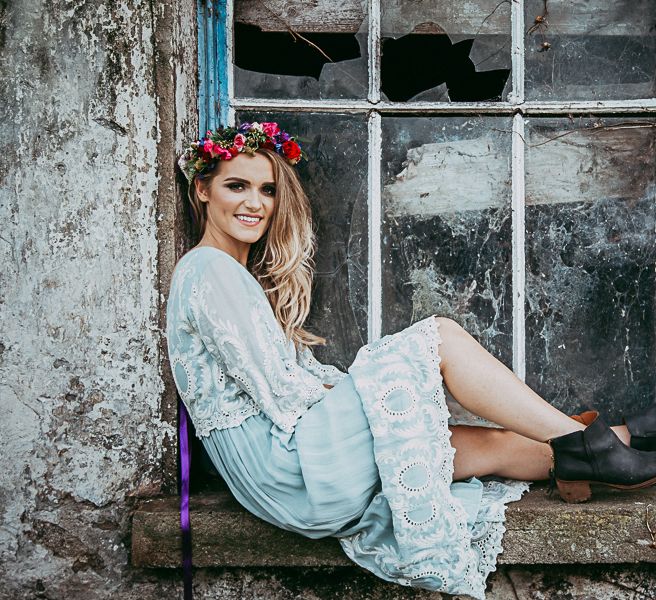 Bride In Blue Wedding Dress