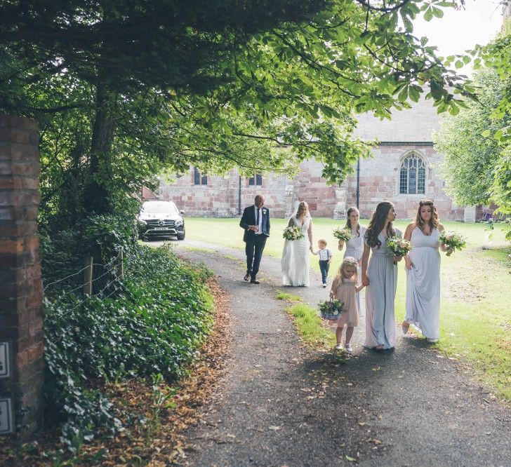 Bridal Party | Bridesmaids in Grey Marks and Spencer Gowns | Classic Wedding at The Mytton & Mermaid, Atcham | Willo Photography