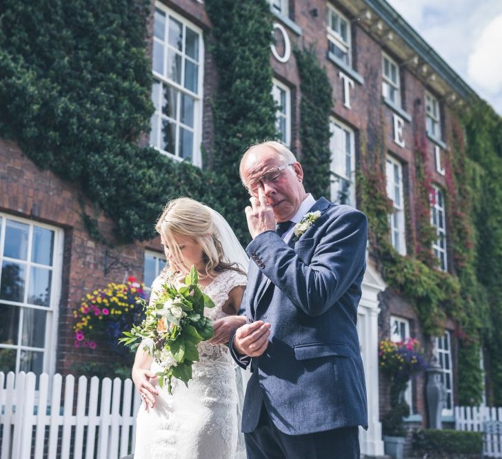 Bride in Lace The Signature Collection Bridal Gown from Wed2b | Father of the Bride in Limehaus Suit | Classic Wedding at The Mytton & Mermaid, Atcham | Willo Photography