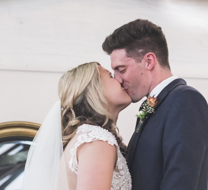 Wedding Ceremony | Bride in Lace The Signature Collection Bridal Gown from Wed2b | Groom in Limehaus Suit | Classic Wedding at The Mytton & Mermaid, Atcham | Willo Photography