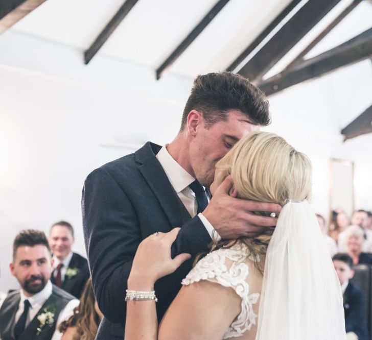 Wedding Ceremony | Bride in Lace The Signature Collection Bridal Gown from Wed2b | Groom in Limehaus Suit | Classic Wedding at The Mytton & Mermaid, Atcham | Willo Photography