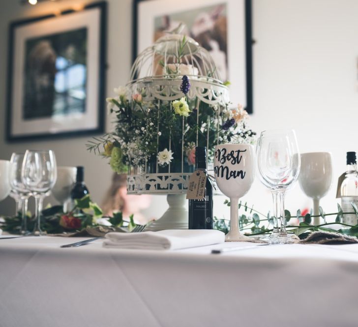 Bird Cake Floral Centrepiece | Classic Wedding at The Mytton & Mermaid, Atcham | Willo Photography