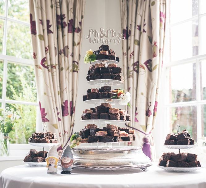 Brownie Tower Wedding Cake | Classic Wedding at The Mytton & Mermaid, Atcham | Willo Photography