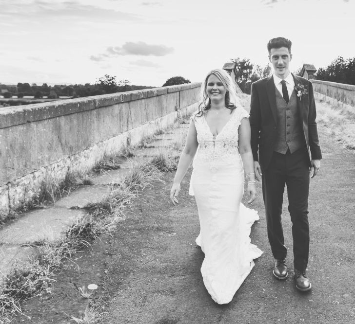 Bride in Lace The Signature Collection Bridal Gown from Wed2b | Groom in Limehaus Suit | Classic Wedding at The Mytton & Mermaid, Atcham | Willo Photography