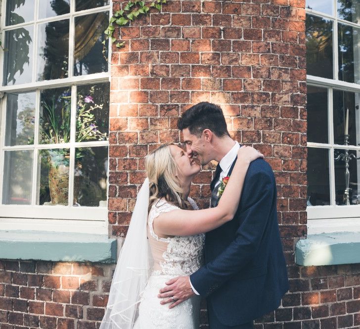 Bride in Lace The Signature Collection Bridal Gown from Wed2b | Groom in Limehaus Suit | Classic Wedding at The Mytton & Mermaid, Atcham | Willo Photography