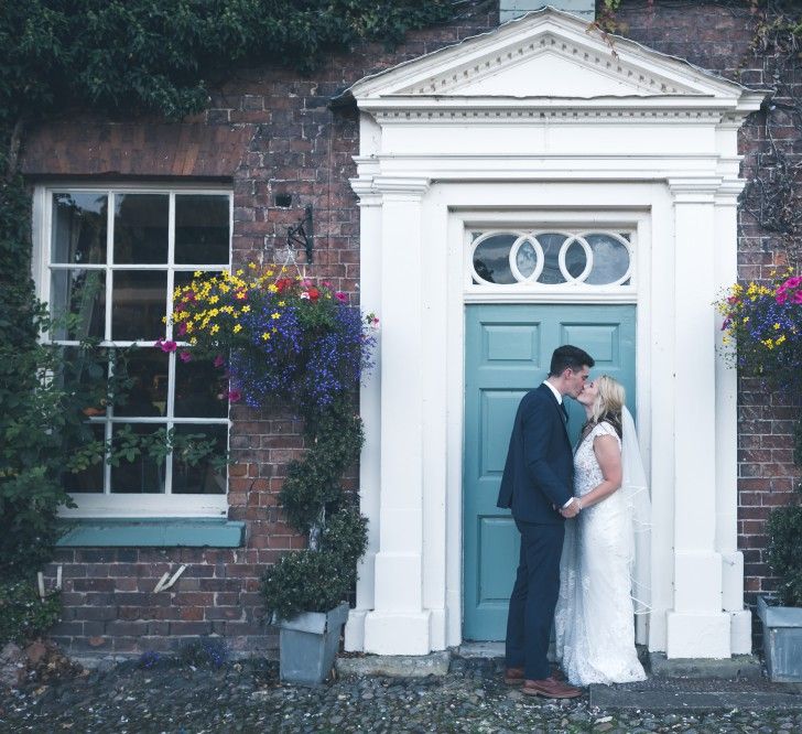 Bride in Lace The Signature Collection Bridal Gown from Wed2b | Groom in Limehaus Suit | Classic Wedding at The Mytton & Mermaid, Atcham | Willo Photography