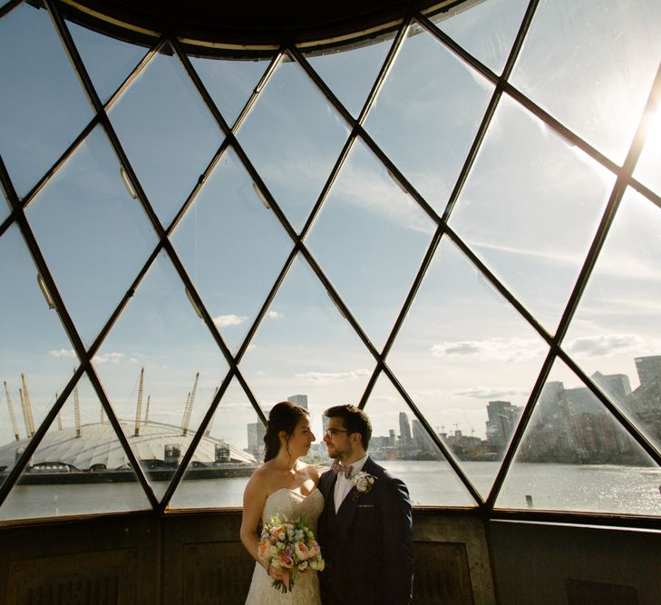 Fabulous London Riverside Venue Chainstore at Trinity Buoy Wharf. Watters Wedding Dress, Images by Kirsty Mackenzie Photography.