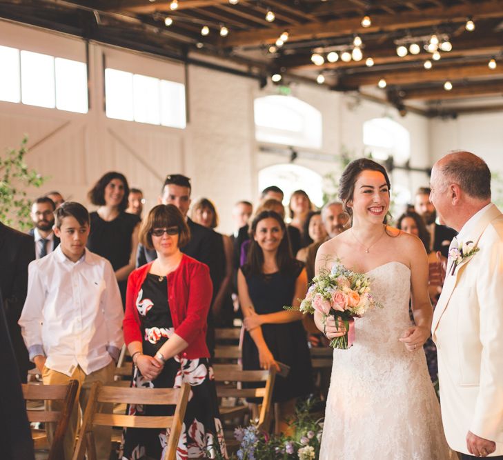 Fabulous London Riverside Venue Chainstore at Trinity Buoy Wharf. Watters Wedding Dress, Images by Kirsty Mackenzie Photography.