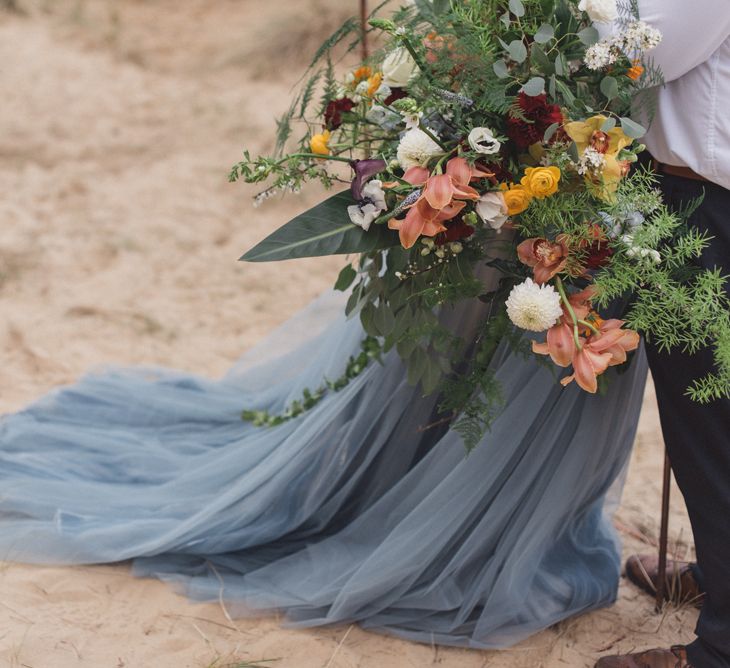 Bride In Blue Tulle Skirt