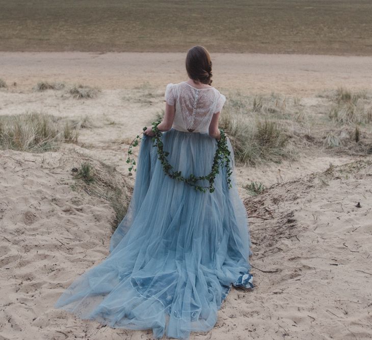 Bride In Blue Tulle Skirt