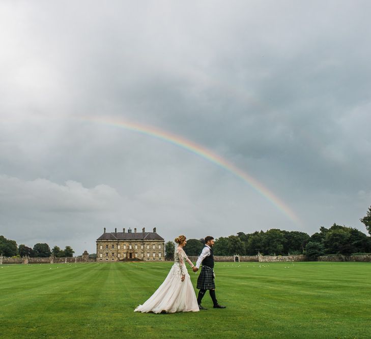 Rainy Tipi Wedding At The Coach House at Kinross House Scotland With Bride In Embellished Bespoke Dress And Images From Photos By Zoe