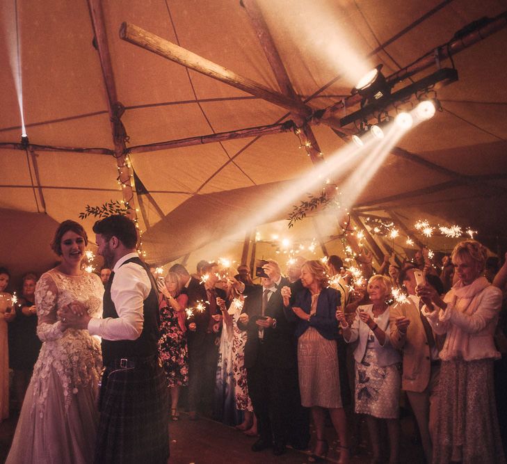 Rainy Tipi Wedding At The Coach House at Kinross House Scotland With Bride In Embellished Bespoke Dress And Images From Photos By Zoe