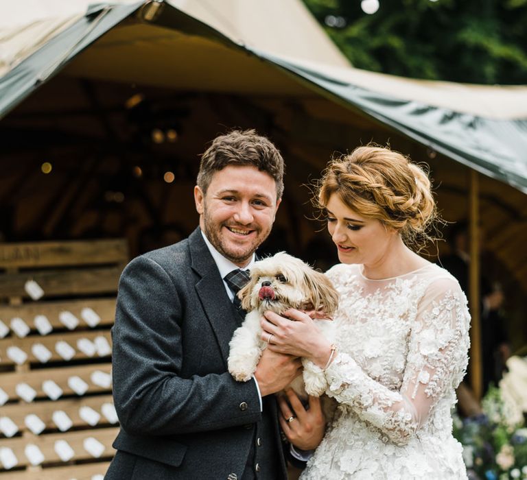 Rainy Tipi Wedding At The Coach House at Kinross House Scotland With Bride In Embellished Bespoke Dress And Images From Photos By Zoe