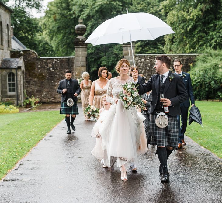 Rainy Tipi Wedding At The Coach House at Kinross House Scotland With Bride In Embellished Bespoke Dress And Images From Photos By Zoe