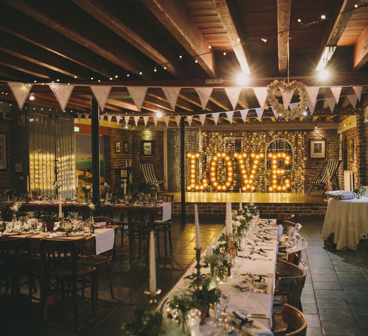 Rustic Wedding Styling With Bunting & Fairy Lights