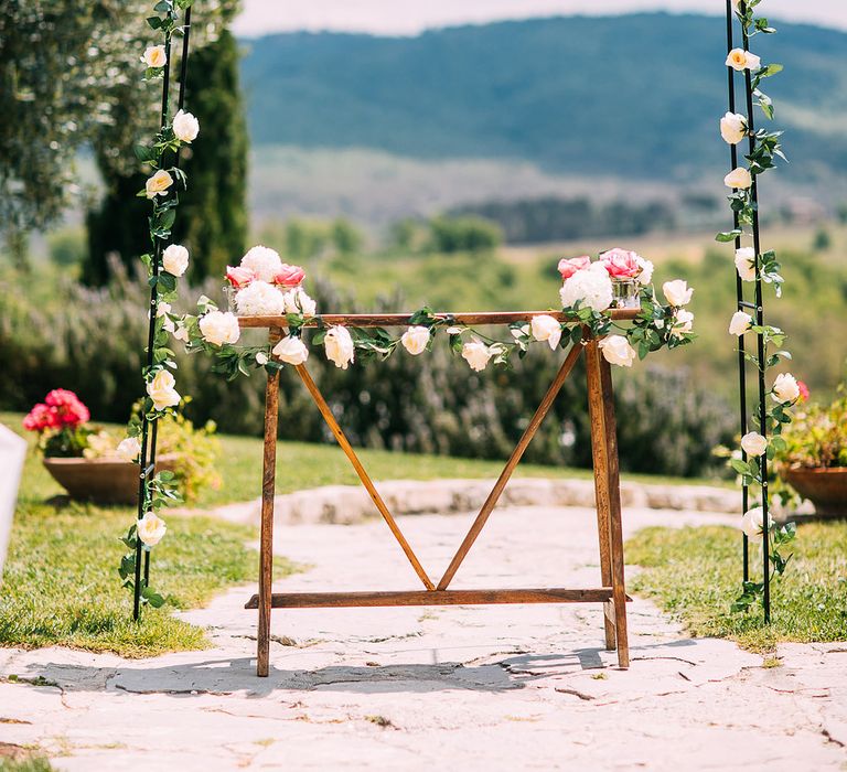 Floral Arch Outdoor Wedding Altar | Destination Wedding at Casa Cornacchi in Italy | Albert Palmer Photography