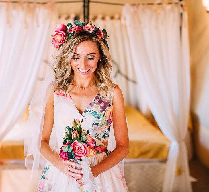 Bride in Charlotte Balbier Untamed Love Floral Wedding Dress | Destination Wedding at Casa Cornacchi in Italy | Albert Palmer Photography