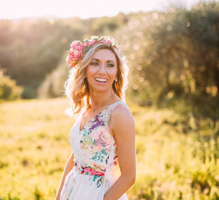 Bride in Charlotte Balbier Untamed Love Floral Wedding Dress | Destination Wedding at Casa Cornacchi in Italy | Albert Palmer Photography