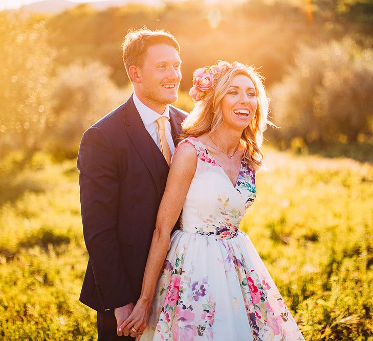 Golden Hour | Bride in Charlotte Balbier Untamed Love Floral Wedding Dress | Groom in Navy Ted Baker Suit | Destination Wedding at Casa Cornacchi in Italy | Albert Palmer Photography