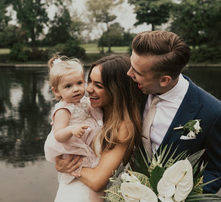 Young & Vibrant Wedding At Wylam Brewery With Bridesmaids In Metallic Satin Jumpsuits & A Tropical Palm Print Theme With Images From Nataly J