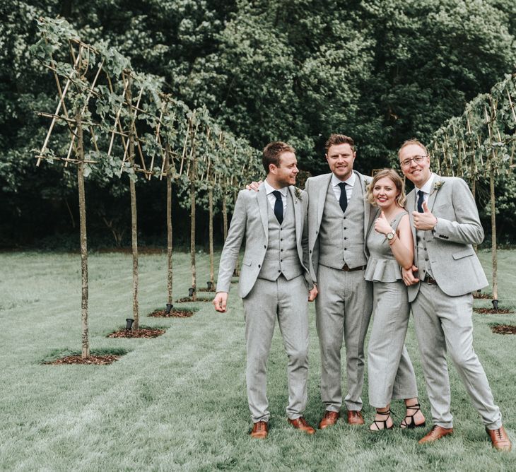 Groom & Groomsmen In Pale Grey Suit