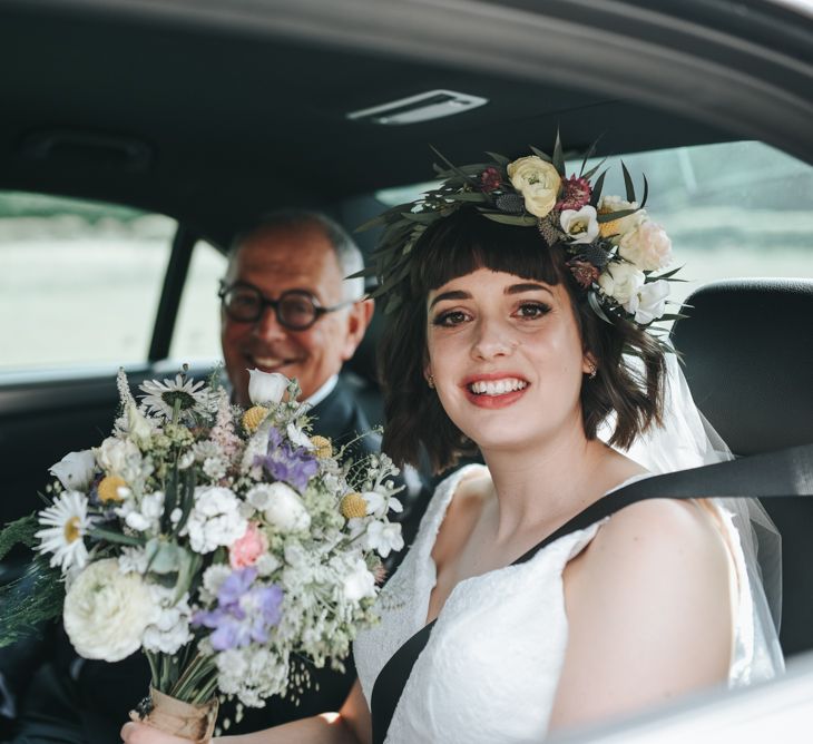 Rustic Bouquet & Flower Crown For Bride